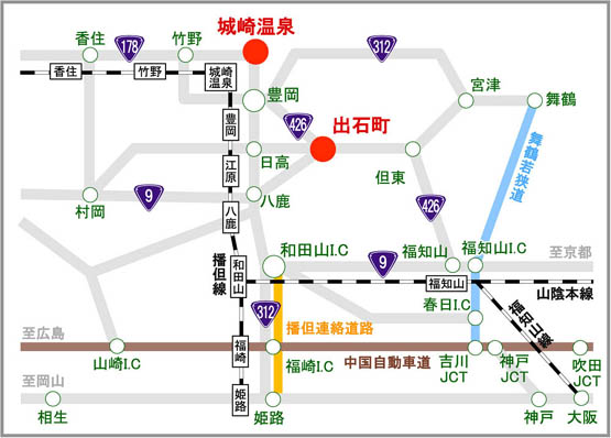 出石町への地図